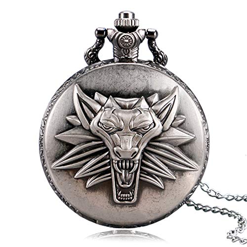 Cool The Witcher 3 Wild Hunt Taschenuhr Bronze Löwe Gehäuse Design Taschenuhr für Herren Quarz Taschenuhr Geschenk