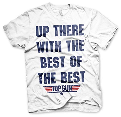 Top Gun Offizielles Lizenzprodukt Up There with The Best of The Best Herren T-Shirt Groß & Hoch Herren T-Shirt (Weiß), 3XL