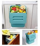 Kleiner Komposteimer für die Küche, Mülleimer für Arbeitsplatte, Behälter mit Deckel, Komposter, für den Innenbereich, 5 l, Polypropylen, Blau