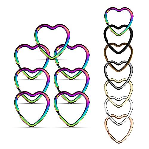 KEYU® Schlüsselringe in Herzform Herz Schlüsselanhänger für Paare Rosé Gold Silber Bronze Schwarz Rose Regenbogen Schlüsselanhänger Schlüsselringe Herz Schlüsselring (7, Rainbow)