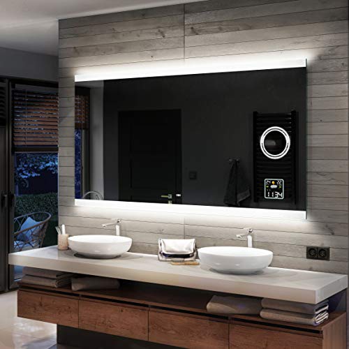 Artforma Badspiegel 80x60cm mit LED Beleuchtung - Wählen Sie Zubehör - Individuell Nach Maß - Beleuchtet Wandspiegel Lichtspiegel Badezimmerspiegel | beleuchtet Bad Licht Spiegel L47
