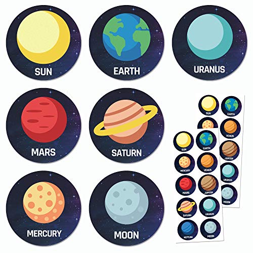 TownStix Weltraum Planeten Aufkleber Sticker - 10 Designs, 20 Blätter, 200 Stück