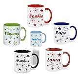Tasse mit Namen personalisiert Sterne Kaffeebecher Kaffee Tasse Geschenkidee zu Weihnachten Ostern Geburtstag Mann Frau Oma Opa