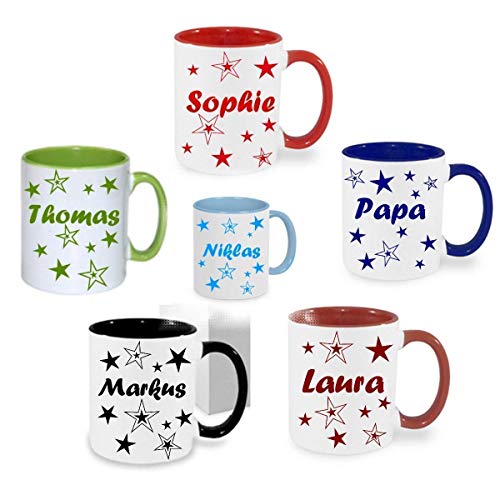 Tasse mit Namen personalisiert Sterne Kaffeebecher Kaffee Tasse Geschenkidee zu Weihnachten Ostern Geburtstag Mann Frau Oma Opa