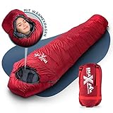 EMAX | Mumienschlafsack – 230cm, Winter -10° C - Kompakter Schlafsack Outdoor für Camping, Wandern und Bergsteigen - Ultraleichter, kleines Packmaß - Praktische Gadgets