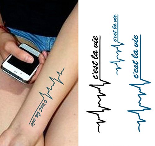 Temporäre Körperkunst Entfernbare Tattoo Aufkleber Herzschlag #4 - HC1089 Sticker Tattoo Temporary Tattoo - FashionLife