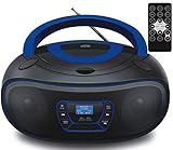 DAB+ Tragbarer CD-Player | Boombox | CD/CD-R | USB | FM Radio | AUX-In | Kopfhöreranschluss | CD Player | Kinder Radio | CD-Radio | Stereoanlage | Kompaktanlage… (DAB+ Black/Bolton Blue)