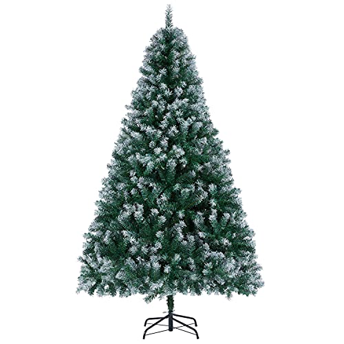 Yaheetech künstlicher Weihnachtsbaum 180 cm mit Schnee (Ø ca. 110 cm) ca. 1000 Spitzen, schwer entflammbar, unechter Tannenbaum inkl. Metall Christbaum Ständer