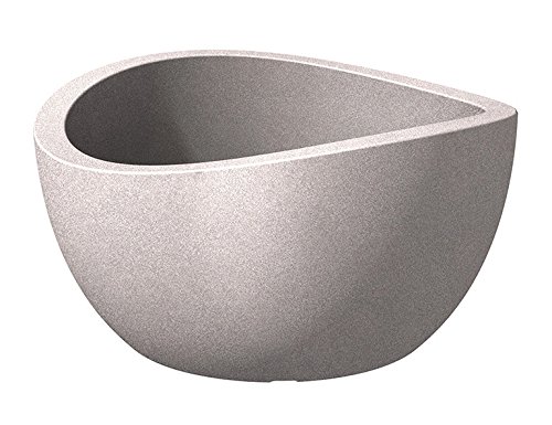 Scheurich Wave Globe Bowl, runde Pflanzschale aus Kunststoff, Taupe-Granit, 40 cm Durchmesser, 21 cm hoch, 12 l Vol.