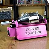 Zuhause Kaffee Röster Maschine Elektrische Kaffeebohnen-Röstmaschine Trommel Typ Rotation 304 Edelstahl Einstellbare Temperatur Zum Kaffee Backen, Rohe Bohnen, Getreide, Gewürze,Rosa