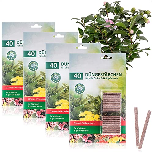 com-four® 160x Düngestäbchen - Blumendünger für Grünpflanzen und Blühpflanzen - Pflanzendünger für Wachstum und gesunde Blüten