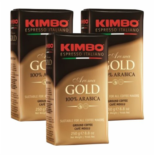 3x Kaffee gemahlen Kimbo Caffé 'Aorma Gold' 100% Arabica, 250 g