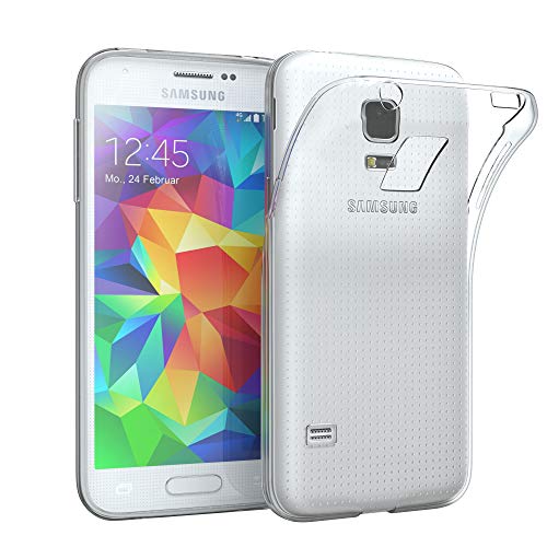 EAZY CASE Hülle kompatibel mit Samsung Galaxy S5 Mini Schutzhülle Silikon, Ultra dünn, Slimcover, Handyhülle, Silikonhülle, Backcover, Durchsichtig, Klar Transparent