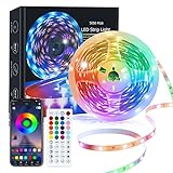 Lxyoug LED Strip 5M, RGB 5050 Bluetooth LED Streifen, Musik Sync, Farbwechsel Lichterkette mit Fernbedienung, Flexibel LED Band für Party, Zuhause, Schlafzimmer, TV, ?mehrfarbig