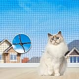 Aystkniet katzennetz für Balkon, 6 x 3 m Katzennetz Drahtverstärkt Schwarz mit 20M Befestigungsseil und Zubehör, Katzen Schutznetz für Fenster Terrasse Tür Innen und Außen