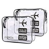 Transparent Toiletry Bag, 2 Transparent Aeroplane Bags, Cosmetic Bag for Suitcase, Toiletry Bag for Transporting Liquids, Transparent Toilet Bag for Men and Women, Black, m