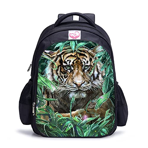 Waniyin Fashion Schulranzen Tiger Tier Kinderrucksack Laptop Rucksack, wasserdichte Tasche für Damen und Herren （41x28x12 cm/16 Zoll） 3D gedruckter Rucksack