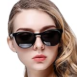 KANASTAL Sonnenbrille Damen Polarisiert Schwarz Glänzend Klassisch Retro Sonnenbrille Frauen schmales Gesicht mit UV400 Schutz