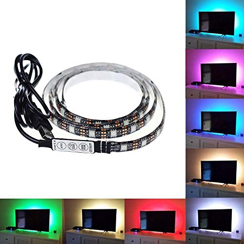 TV Hintergrundbeleuchtung USB LED Licht, 0.5m (1.64ft) 15 LEDs Computerbildschirm Gehäuse Dekor Streifen Licht/Wasserdicht 5050 Multi-Color RGB Mini Controller Light Kabel für TV/PC/Laptop