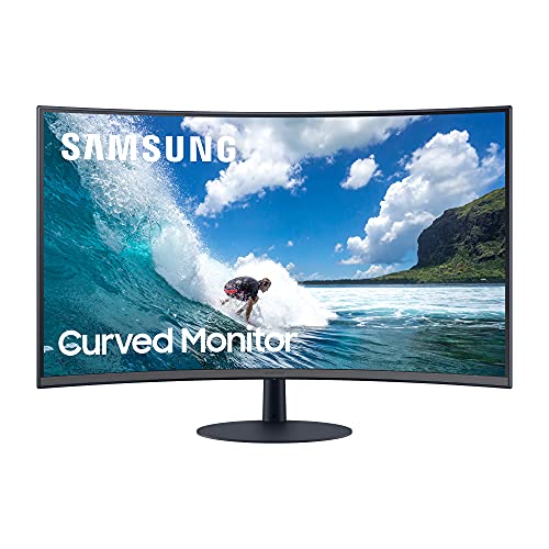 Samsung C27T550FDU 68,58 cm (27 Zoll) Curved Monitor (1.920 x 1.080 Pixel, 16:9 Format, 75 Hz, 4ms, 1000R, dual monitor geeignet, pc monitor, AMD FreeSync) dunkelblaugrau