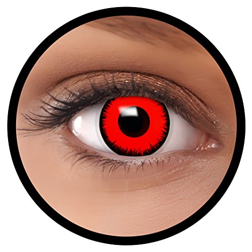 Farbige Kontaktlinsen rot Volturi | Ideal für Halloween, Karneval, Fasching oder Fastnacht | Inklusive Behälter von FXEYEZ | Ohne Stärke als 2er Pack