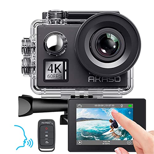 AKASO Action cam 4K/60fps /Sports kamera/Action Kamera 20MP WiFi mit Touchscreen EIS 40M unterwasserkamera V50 Elite mit 8X Zoom Sprachsteuerung Fernbedienung Zubehör Kit