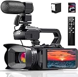 Videokamera 4K Camcorder 64MP 18X Digitalzoom Autofokus Vlogging Kamera für YouTube, HD 60FPS Webcam Camera WiFi Videokamera mit 4500mAh Akku, SD-Karte, Stabilisator, Mikrofon und 2,4G Fernbedienung