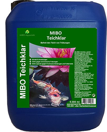 MIBO Teichklar Teichklärer 5.000 ml für 100.000 Liter gegen trübes und grünes Gartenteichwasser