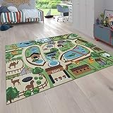 Paco Home Kinder-Teppich Für Kinderzimmer, Spiel-Teppich, Zoo Mit Tiger, Bär, Löwe, rutschfest Bunt, Grösse:140x200 cm