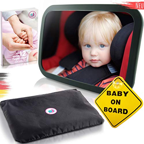 Baby Auto Spiegel Rücksitzspiegel mit 6 Teile I Universeller Autospiegel Babyspiegel für Babys im Auto Kinder-Sitz I Qualitäts Rückspiegel für Babyschale Babysitz