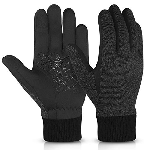 KELOYI Touchscreen Handschuhe Herren Damen Winter Warme Outdoor Sport Gloves mit Fleecefutter Winddichte Rutschfeste für Laufen Fahren Radfahren Fahrrad Wandern(Schwarz,L)