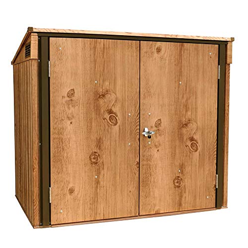 Duramax Garbage Bin with Top Opening & Fully Wide Double Lockable Doors - Woodgrain with Brown Trimmings - 15 Years Warranty