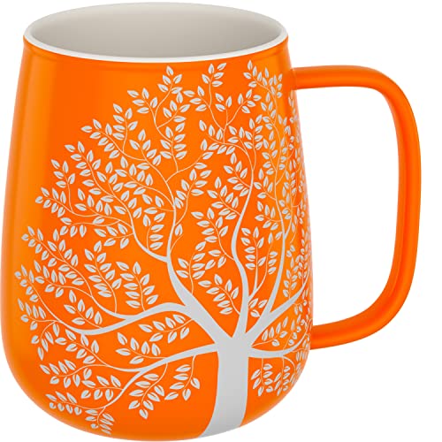 amapodo Tasse groß - Kaffeebecher Porzellan 600ml - Kaffeetasse gross - Geschenke für Frauen - Jumbotasse - Coffee Mug - XXL Kaffee Bürotasse Orange