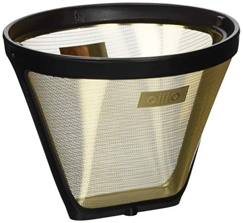 cilio Gold Kaffeefilter Größe 2 | Höhe: 8 cm, Ø: 10,5 cm | 24 Karat vergoldet | für Kaffeemaschinen geeignet | wiederverwendbare Kaffeefilter | Permanentfilter | Dauerkaffeefilter Größe 2