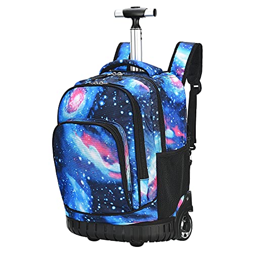 FGASAD Trolley Wheel Pack Back, Roller Backpack Children's School Bag Luggage Wheels Laptop Backpack School Quarter Backpack Adjustable Trolley for Boys or Girls