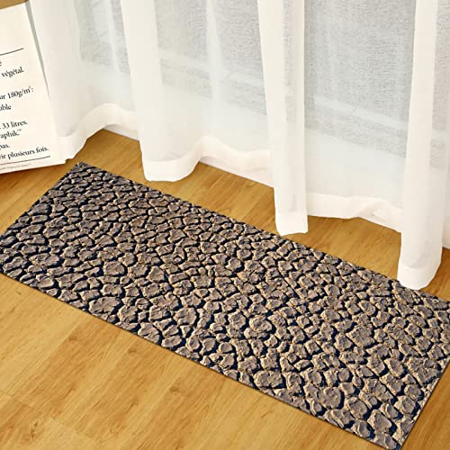 AZZRRO 3D Steinteppich, 180x50cm Anti-Rutsch-Teppich für Küche, Schlafzimmer, Flur, Läufer, schmutzabweisend, strapazierfähige Bodenmatte, leicht zu reinigen
