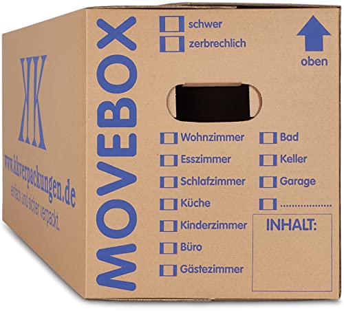 50 x Umzugskartons Movebox 2-wellig doppelter Boden in Profi Qualität 634 x 290 x 326 mm