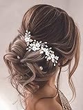 Vakkery Hochzeitshaarschmuck im Blumen-Design, Haarnadeln, silberfarben, Haarspangen, Brautschmuck für Damen und Mädchen (3 Stück)