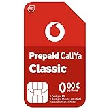 Vodafone Prepaid CallYa Classic SIM-Karte ohne Vertrag I 5G Netz | 9 Ct. pro Min oder SMS in alle dt. Netze & die EU I 3 Ct. pro MB I 10 Euro Startguthaben