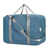 Narwey Handgepäck Tasche für Flugzeug Faltbare Reisetasche Damen Weekender Bag Sporttasche Damen Herren Handgepäck Koffer Groß 40L(Navy blau)