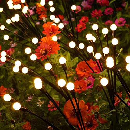 AcaJoe Firefly Solar-gartenlichter Außen Wasserdicht 4 Stück Glühwürmchen Lichter Swinging Garten Lichter für Pathway Weihnachten Yard Patio-Landschaft Dekoratives (Warm-Weiß,8 LED)
