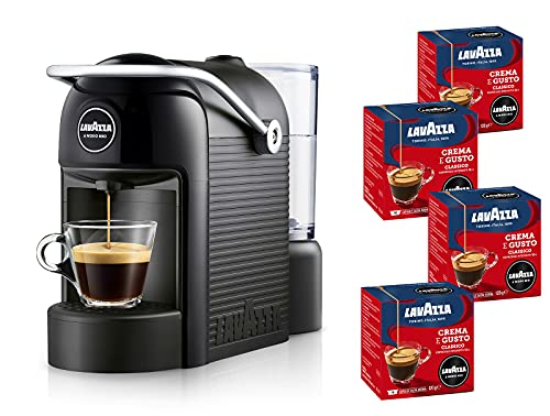 Lavazza A Modo Mio, Espressomaschine Jolie mit 64 Kapseln Creme und Geschmack inklusive, Kapselmaschine für einen Kaffee zu Hause wie Al Bar, 1250 W, 0,6 Liter, Farbe Schwarz