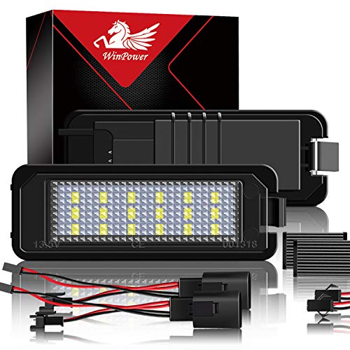 WinPower LED Kennzeichenbeleuchtung Glühbirnen Nummernschildbeleuchtung Lampe 3582 SMD mit CanBus Fehlerfrei 6000K Xenon kaltweiß, 2 Stücke