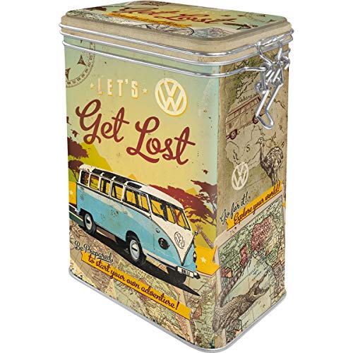 Nostalgic-Art 31119 Retro Kaffeedose Volkswagen Bulli – Let's Get Lost – VW Bus Geschenk-Idee, Blech-Dose mit Aromadeckel, Vintage Design, 1,3 l