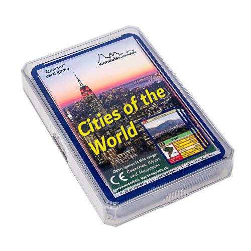 Wendels Kartenspiele Städte Trumpf Quartett auf Englisch: Cities of The World | Kleines Geschenk für Kinder & Familie