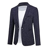 Allthemen Herren Sakko Sportlich Slim Fit Blazer Männer Modern Freizeit Jacke Business Anzugjacke #5188 Blau XL