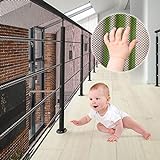XiYee Treppen Schutznetz, 3 Meter Geländer Sicherheitsnetz, Sicherheitsnetz, Treppenschutznetz für Kinder, Baby Balkonnetz, Sicherheitsnetz für Kinder, Treppenschutznetz Baby, Safety Net (Black)