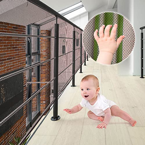 XiYee Treppen Schutznetz, 3 Meter Geländer Sicherheitsnetz, Sicherheitsnetz, Treppenschutznetz für Kinder, Baby Balkonnetz, Sicherheitsnetz für Kinder, Treppenschutznetz Baby, Safety Net (Black)
