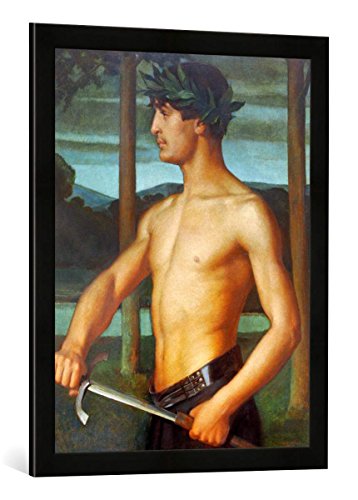 Gerahmtes Bild von Ottilie W. Roederstein Der Sieger, Kunstdruck im hochwertigen handgefertigten Bilder-Rahmen, 50x70 cm, Schwarz matt