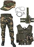 United States Marine Corps Kostüm Set bestehend aus Weste, Hose, Holster, Handschellen und Feldmütze Farbe Woodland Größe XL